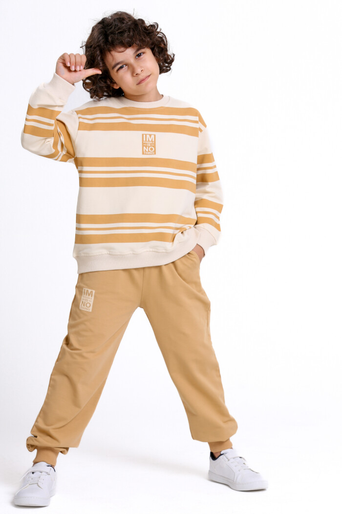 Erkek Çocuk Bej Im Possible Is No Thing Baskı 5-9 Yaş Takım - 23306-1