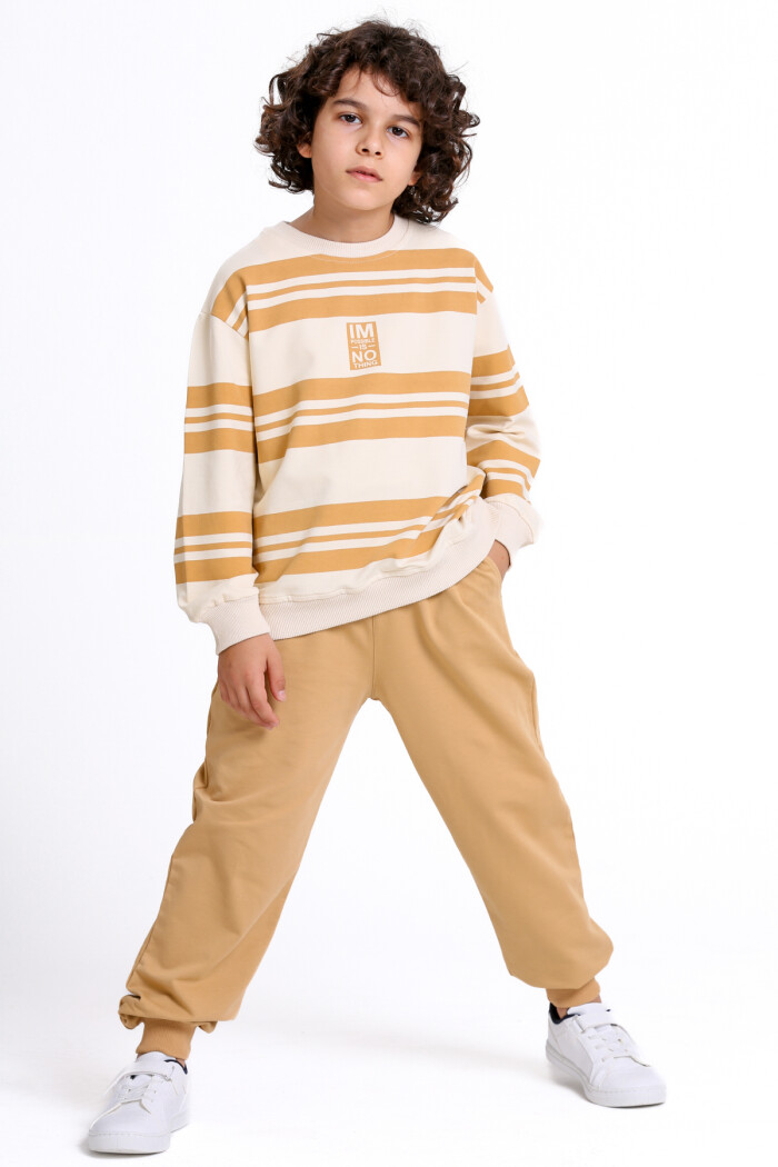 Erkek Çocuk Bej Im Possible Is No Thing Baskı 5-9 Yaş Takım - 23306-1