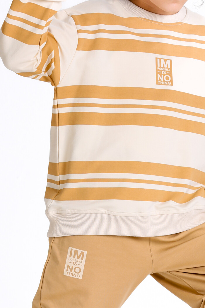 Erkek Çocuk Bej Im Possible Is No Thing Baskı 5-9 Yaş Takım - 23306-1