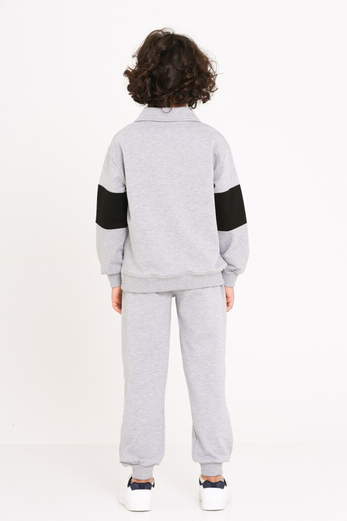 Erkek Çocuk Gri Handsome Brave Baskı 5-9 Yaş Takım - 23296-4