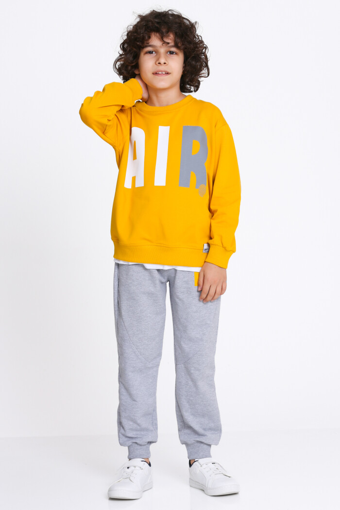 Erkek Çocuk Hardal Air Baskı  5-9 Yaş Takım - 23308-1