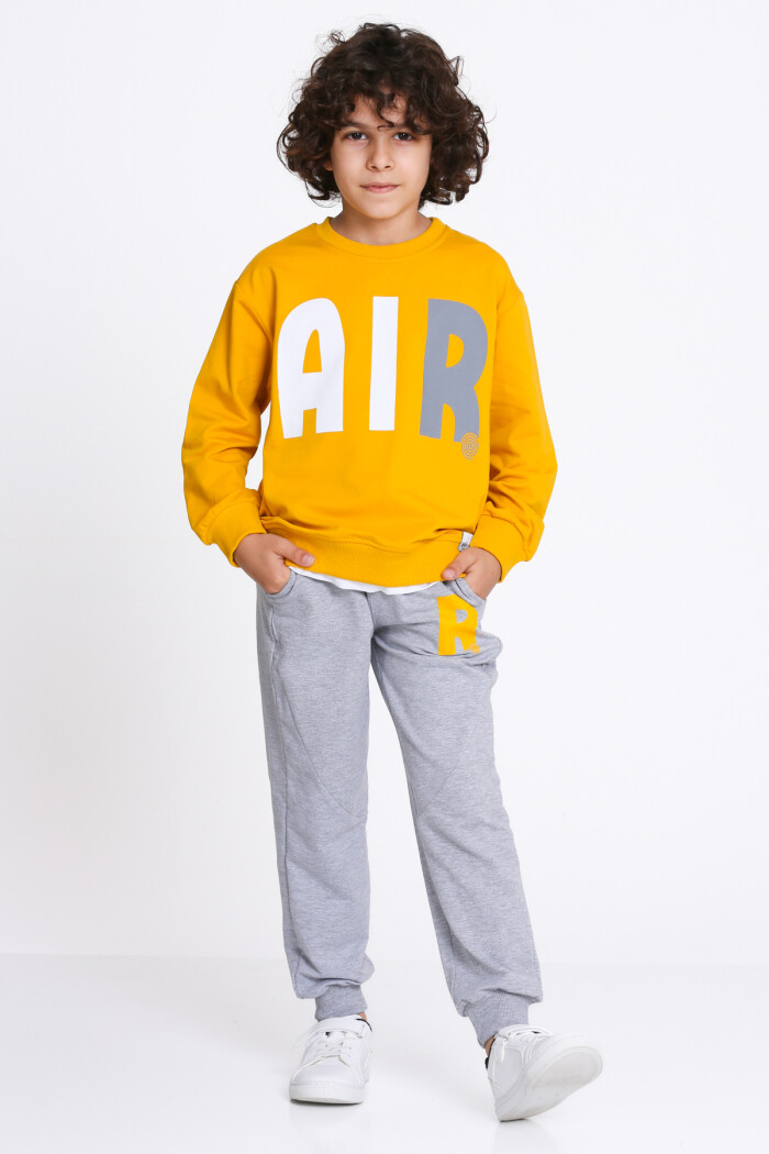 Erkek Çocuk Hardal Air Baskı  5-9 Yaş Takım - 23308-1