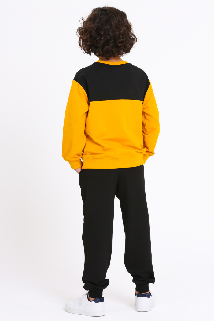 Erkek Çocuk Hardal Yazı Baskılı 5-9 Yaş Takım - 23298-1