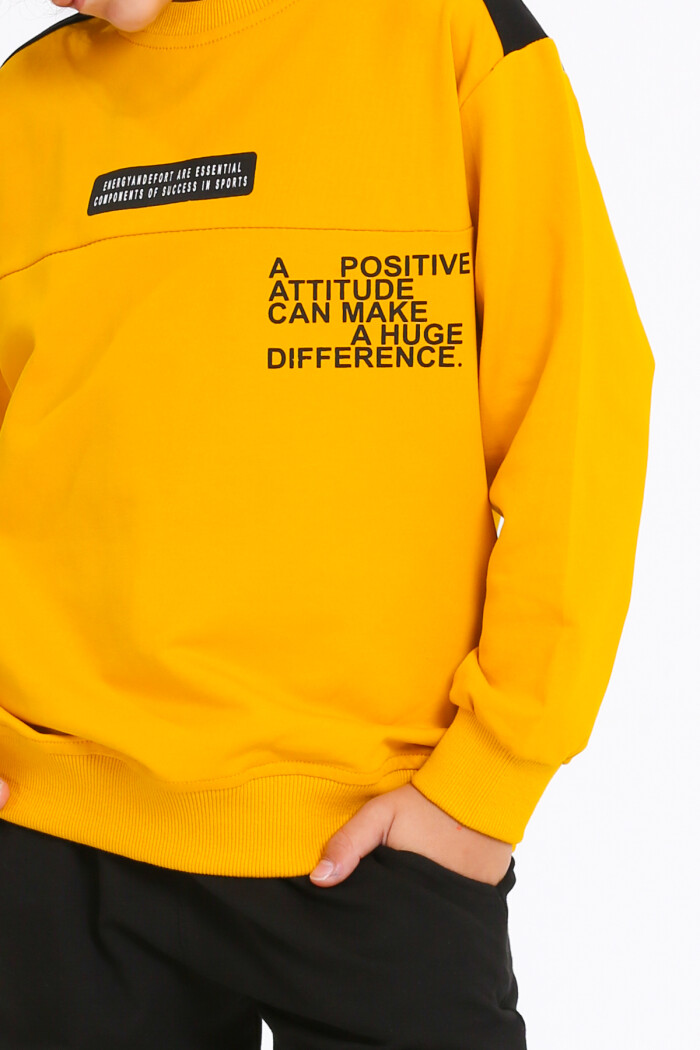 Erkek Çocuk Hardal Yazı Baskılı 5-9 Yaş Takım - 23298-1