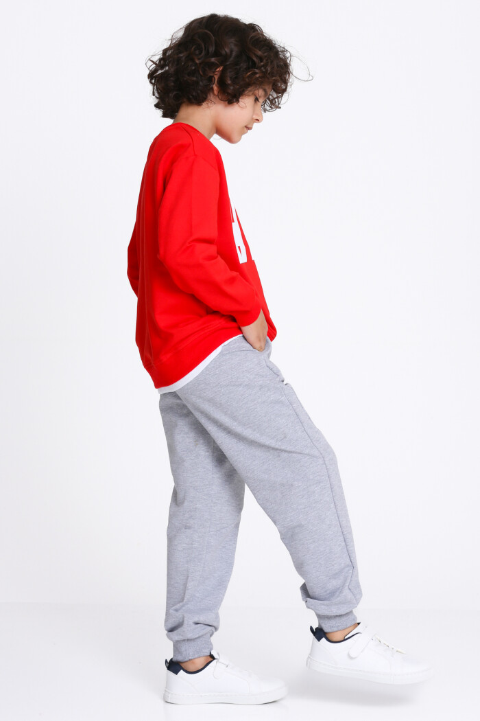 Erkek Çocuk Kırmızı Air Baskı  5-9 Yaş Takım - 23308-4