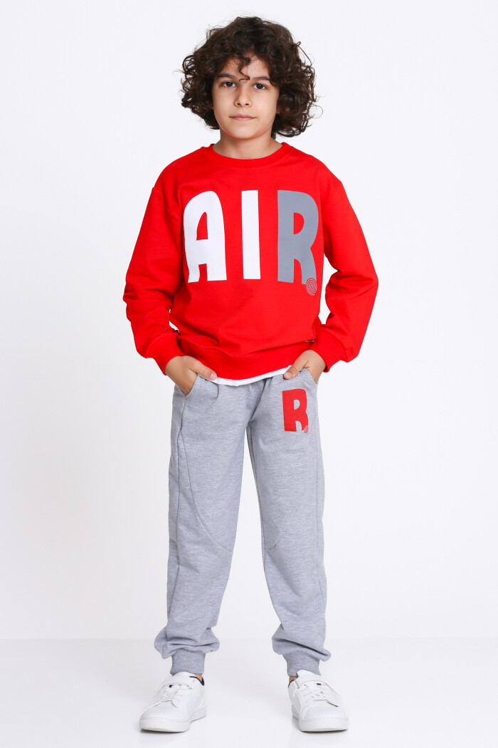 Erkek Çocuk Kırmızı Air Baskı  5-9 Yaş Takım - 23308-4
