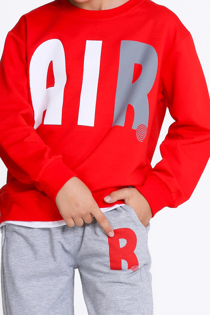 Erkek Çocuk Kırmızı Air Baskı  5-9 Yaş Takım - 23308-4