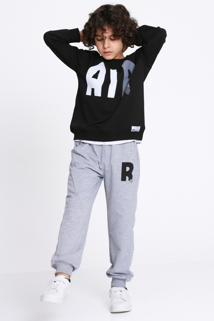 Erkek Çocuk Siyah Air Baskı  5-9 Yaş Takım - 23308-2