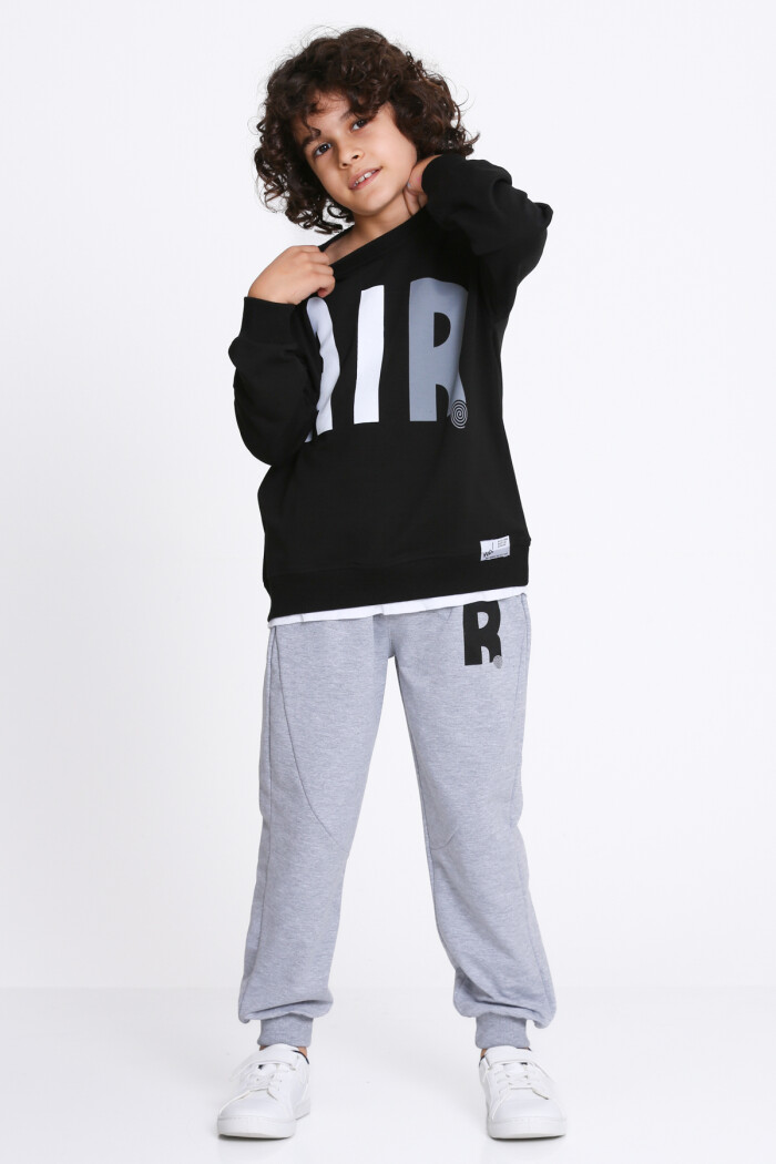 Erkek Çocuk Siyah Air Baskı  5-9 Yaş Takım - 23308-2