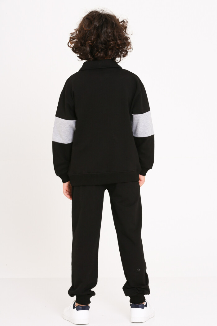 Erkek Çocuk Siyah Handsome Brave Baskı 5-9 Yaş Takım - 23296-1