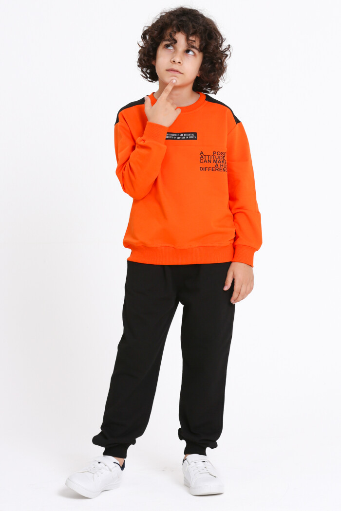 Erkek Çocuk Turuncu Yazı Baskılı 5-9 Yaş Takım - 23298-2