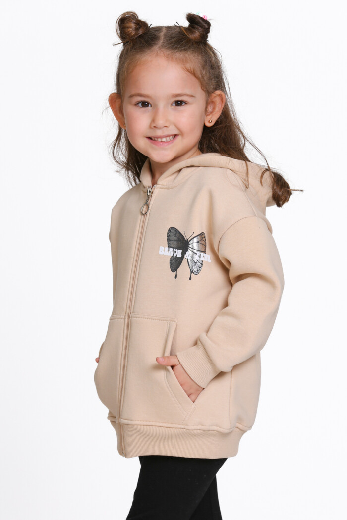 Kız Çocuk Bej Cosmie Dreamer Baskı 1-5 Yaş Hırka - 23205-4