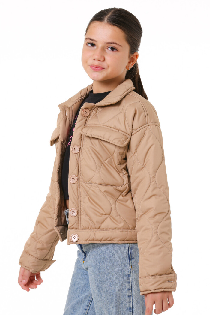 Kız Çocuk Bej Kapitone Mevsimlik 7-12 Yaş Mont - 23241-1