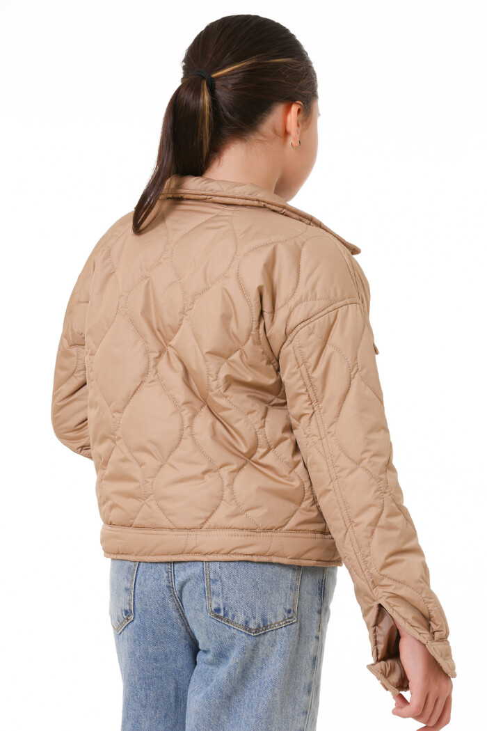 Kız Çocuk Bej Kapitone Mevsimlik 7-12 Yaş Mont - 23241-1