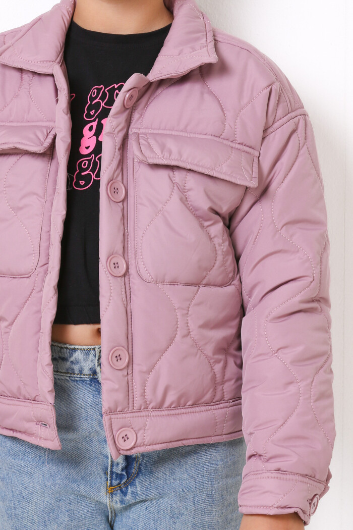 Kız Çocuk Gül Kurusu Kapitone Mevsimlik 7-12 Yaş Mont - 23241-3