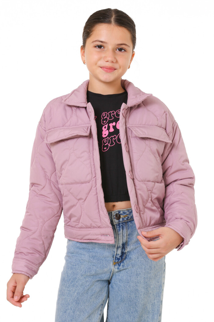 Kız Çocuk Gül Kurusu Kapitone Mevsimlik 7-12 Yaş Mont - 23241-3