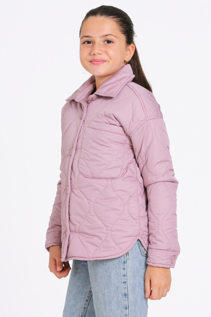 Kız Çocuk Gül Kurusu Kapitone Mevsimlik 7-12 Yaş Mont - 23242-2