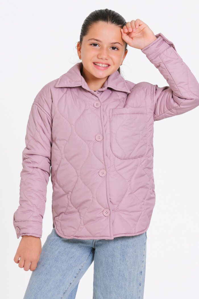 Kız Çocuk Gül Kurusu Kapitone Mevsimlik 7-12 Yaş Mont - 23242-2