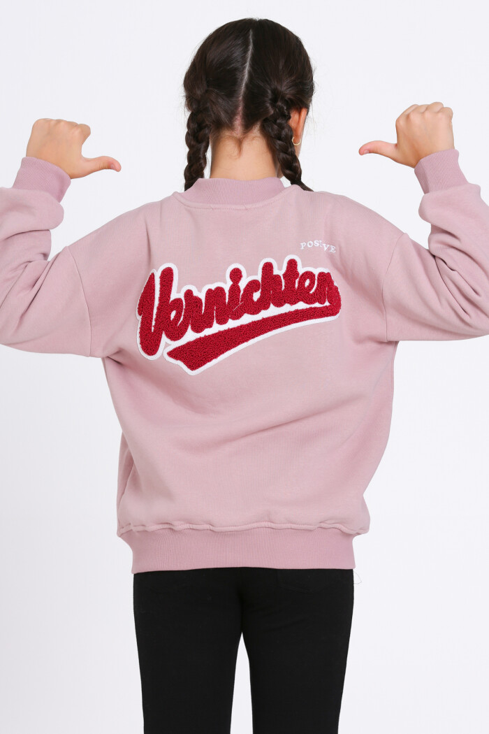 Kız Çocuk Gül Kurusu Vernichten Nakışlı 8-12 Yaş Kolej Hırka - 23214-5