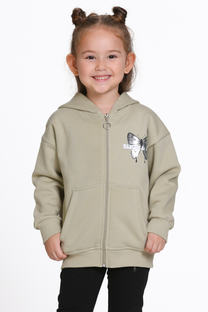 Kız Çocuk Haki Cosmie Dreamer Baskı 1-5 Yaş Hırka - 23205-3