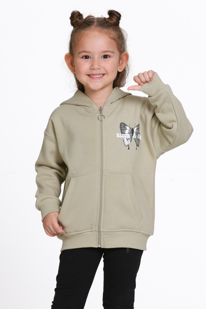 Kız Çocuk Haki Cosmie Dreamer Baskı 1-5 Yaş Hırka - 23205-3