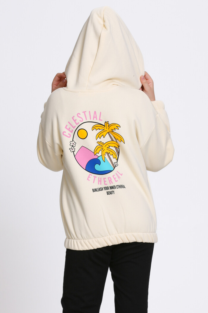 Kız Çocuk Krem Ethereal Baskı 5-9 Yaş Hırka - 23207-2