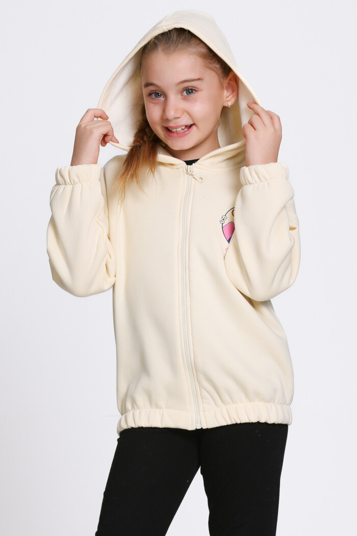 Kız Çocuk Krem Ethereal Baskı 5-9 Yaş Hırka - 23207-2