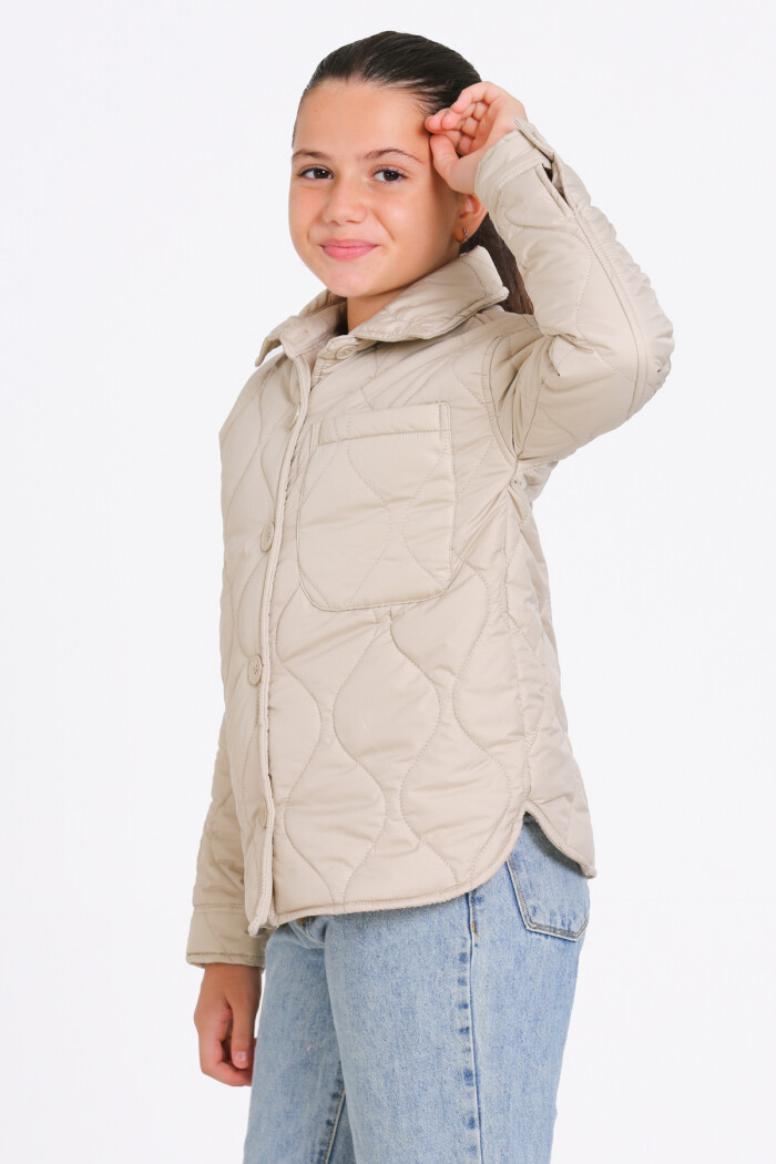 Kız Çocuk Krem Kapitone Mevsimlik 7-12 Yaş Mont - 23242-1