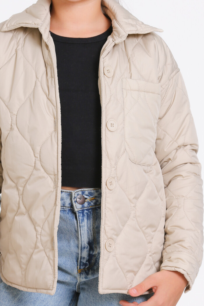 Kız Çocuk Krem Kapitone Mevsimlik 7-12 Yaş Mont - 23242-1