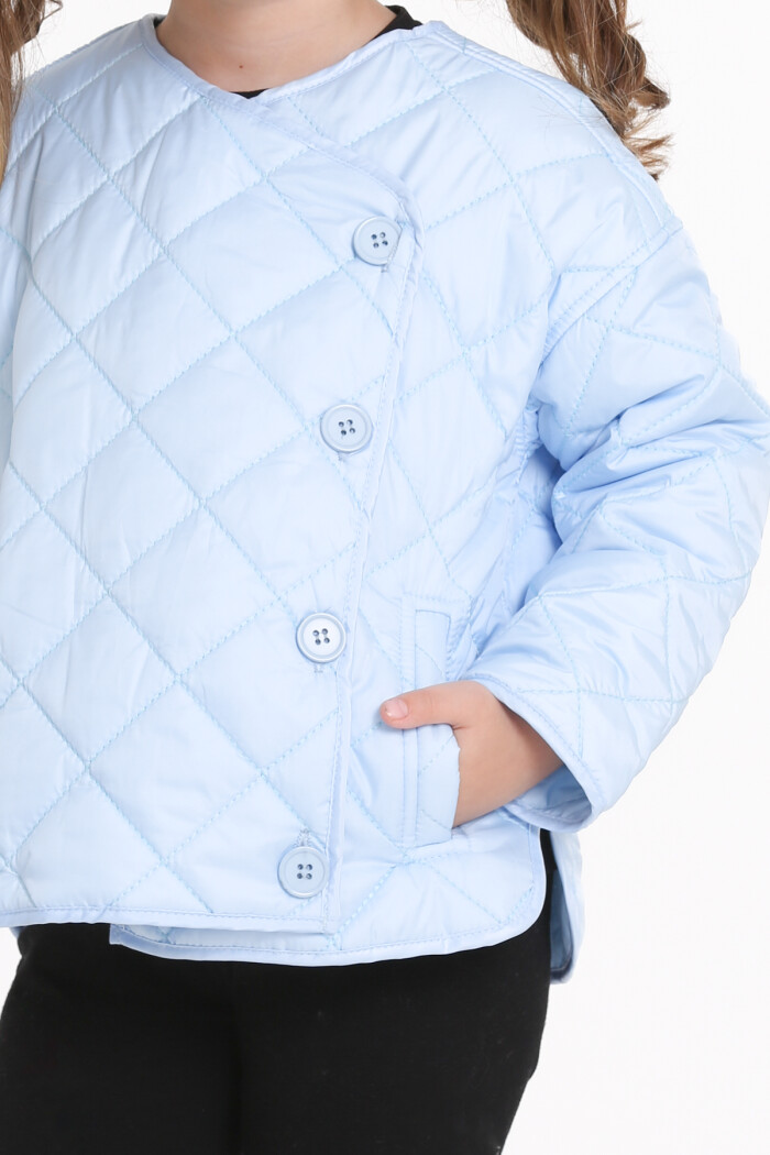 Kız Çocuk Mavi Kruvaze Kapama Kapitone Mevsimlik 1-6 Yaş Mont - 23237-4