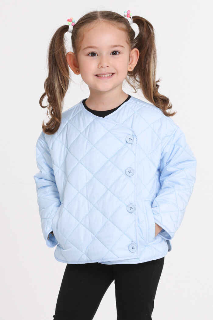 Kız Çocuk Mavi Kruvaze Kapama Kapitone Mevsimlik 1-6 Yaş Mont - 23237-4