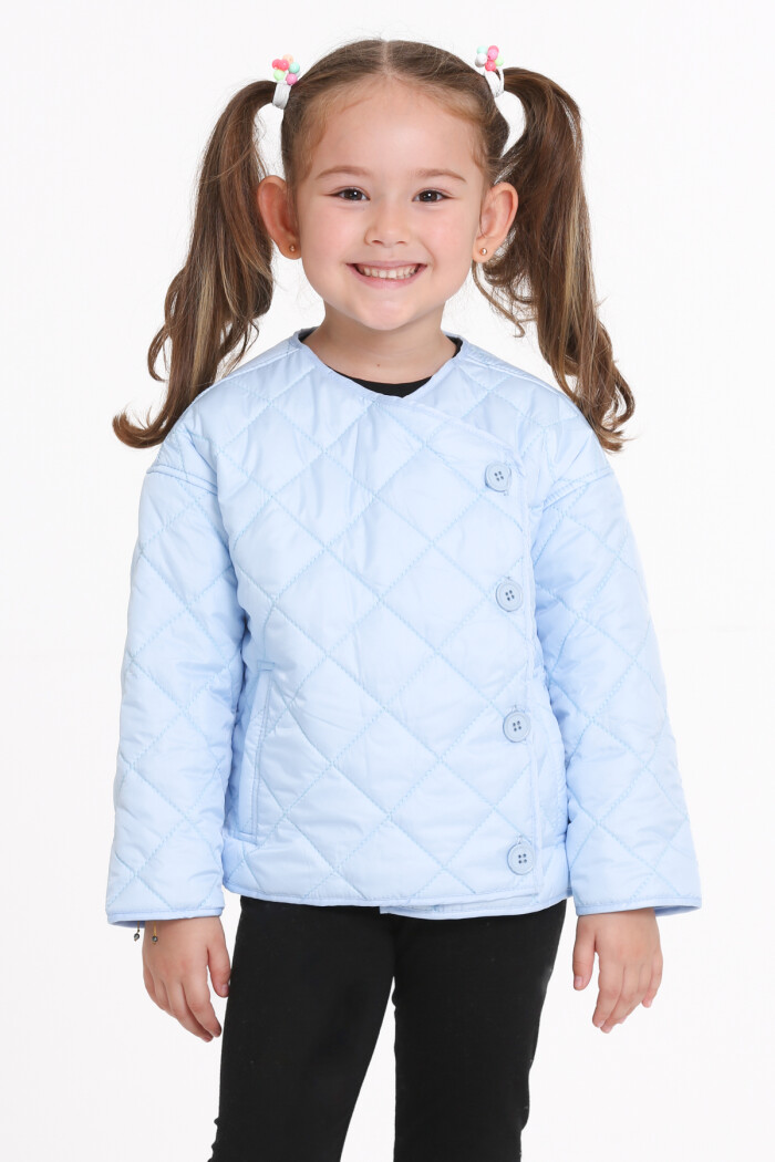 Kız Çocuk Mavi Kruvaze Kapama Kapitone Mevsimlik 1-6 Yaş Mont - 23237-4