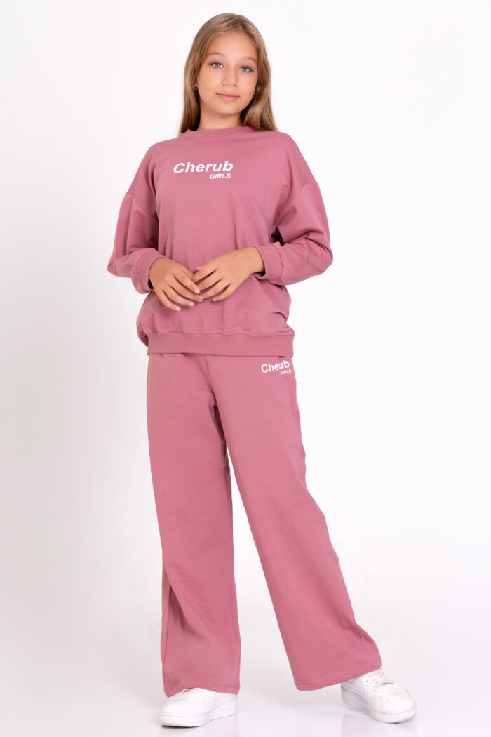 Kız Çocuk Mürdüm Cherub Girls Baskı 8-12 Yaş Takım - 23146-1