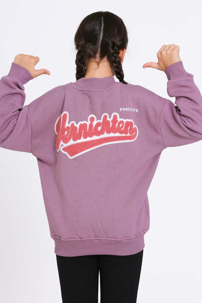 Kız Çocuk Mürdüm Vernichten Nakışlı 8-12 Yaş Kolej Hırka - 23214-1