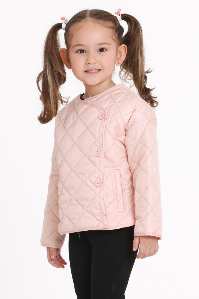 Kız Çocuk Pudra Kruvaze Kapama Kapitone Mevsimlik 1-6 Yaş Mont - 23237-1