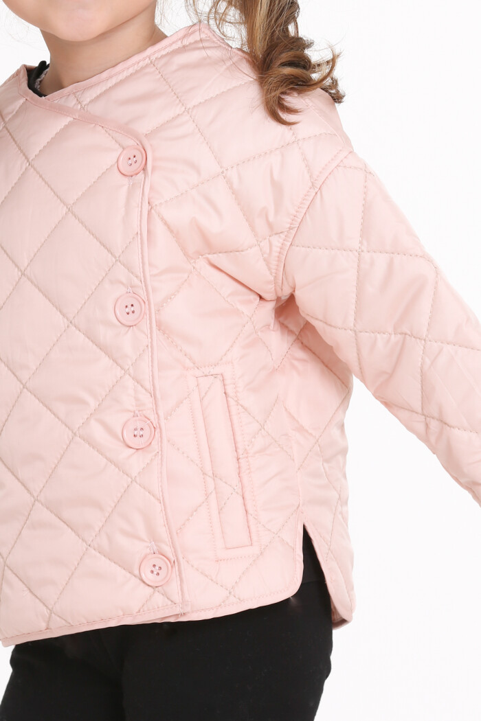 Kız Çocuk Pudra Kruvaze Kapama Kapitone Mevsimlik 1-6 Yaş Mont - 23237-1