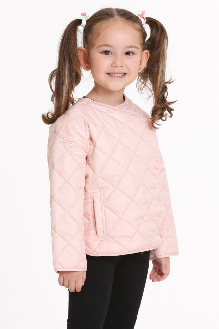 Kız Çocuk Pudra Kruvaze Kapama Kapitone Mevsimlik 1-6 Yaş Mont - 23237-1