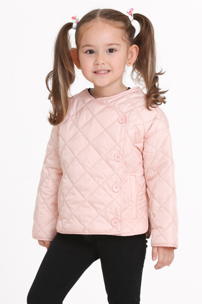 Kız Çocuk Pudra Kruvaze Kapama Kapitone Mevsimlik 1-6 Yaş Mont - 23237-1