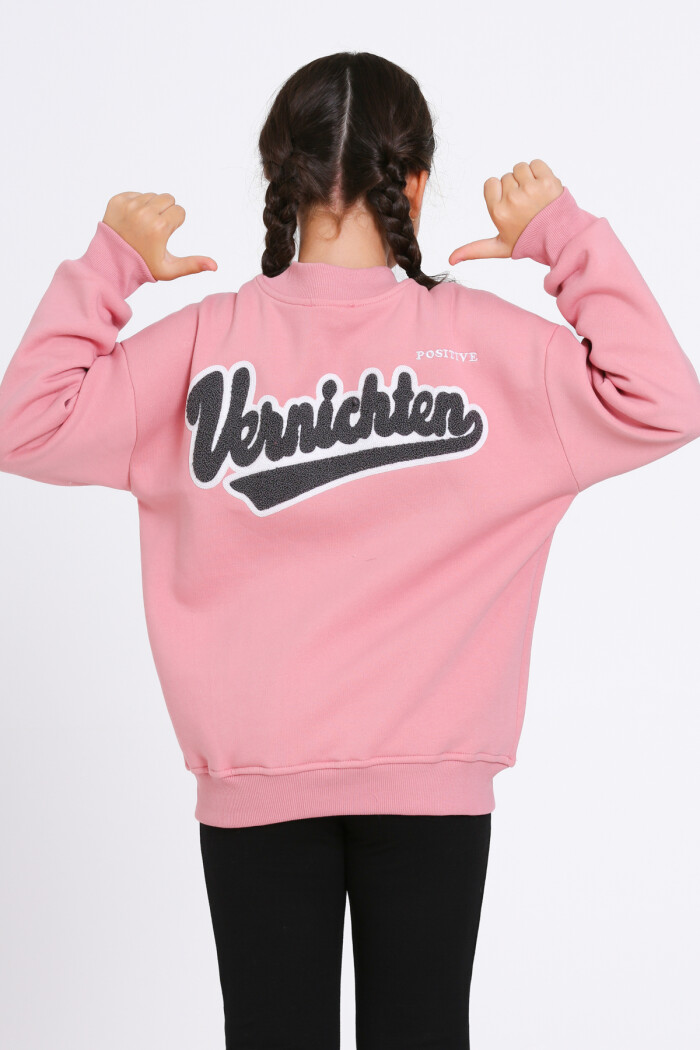 Kız Çocuk Pudra Vernichten Nakışlı 8-12 Yaş Kolej Hırka - 23214-2