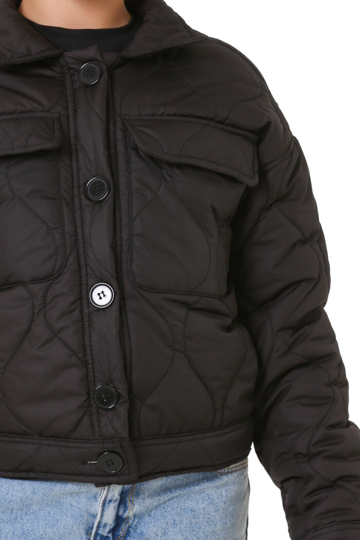 Kız Çocuk Siyah Kapitone Mevsimlik 7-12 Yaş Mont - 23241-2