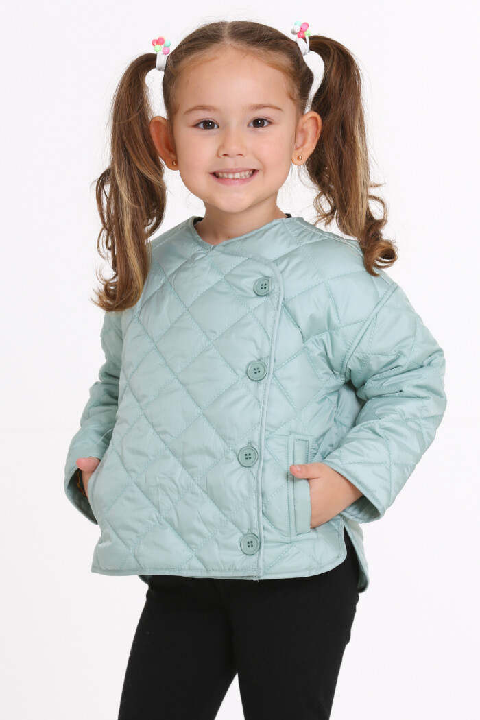 Kız Çocuk Yeşil Kruvaze Kapama Kapitone Mevsimlik 1-6 Yaş Mont - 23237-5