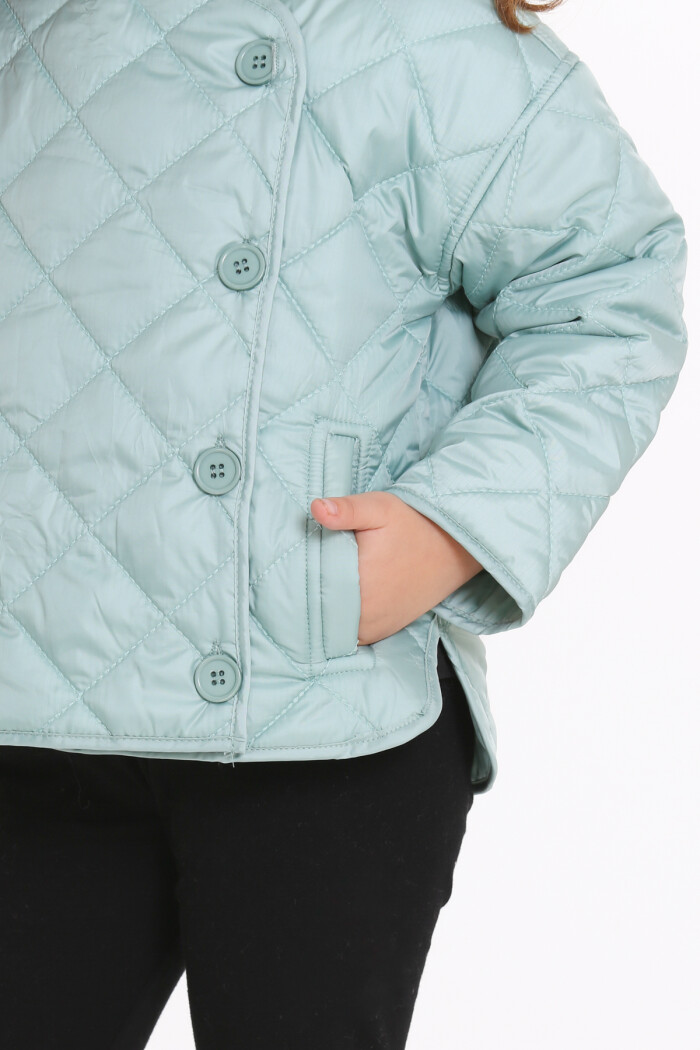 Kız Çocuk Yeşil Kruvaze Kapama Kapitone Mevsimlik 1-6 Yaş Mont - 23237-5