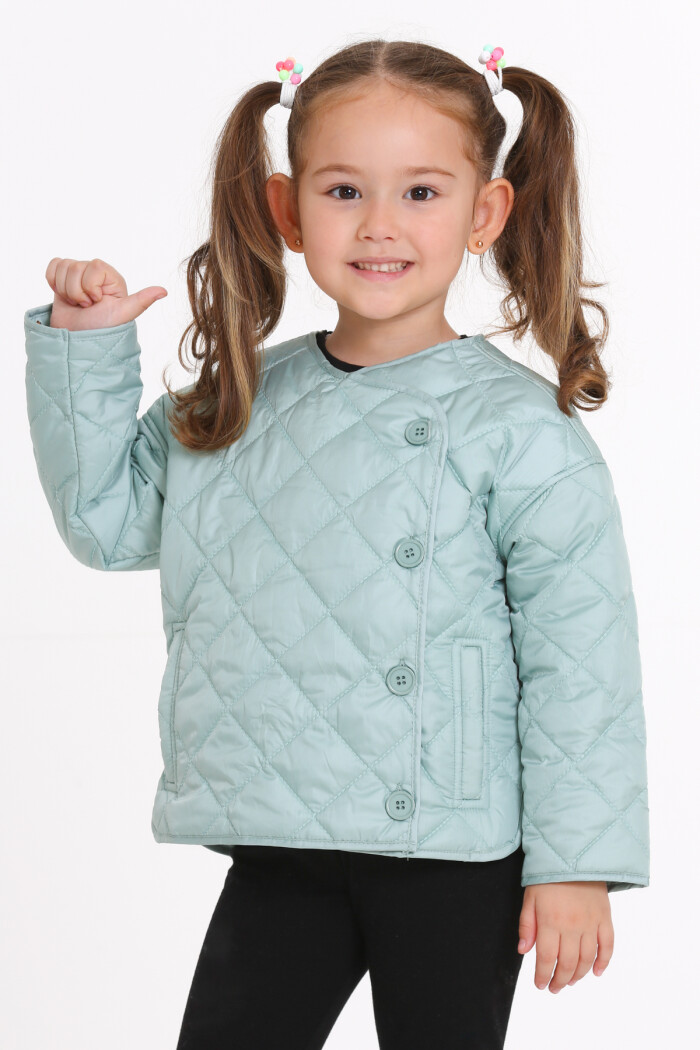 Kız Çocuk Yeşil Kruvaze Kapama Kapitone Mevsimlik 1-6 Yaş Mont - 23237-5