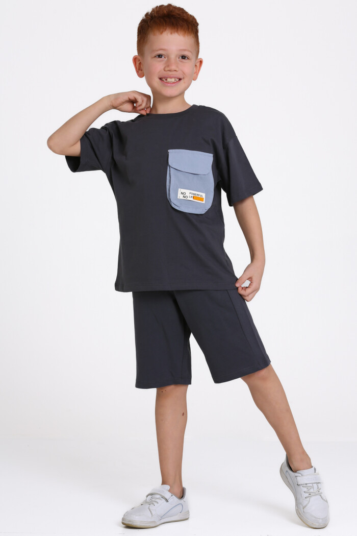 Antrasit Cep Detaylı 5-9 Yaş Takım - 2496-1