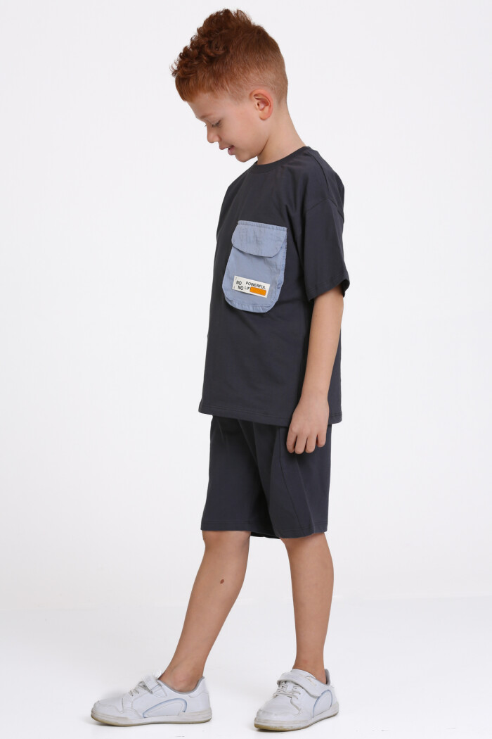 Antrasit Cep Detaylı 5-9 Yaş Takım - 2496-1