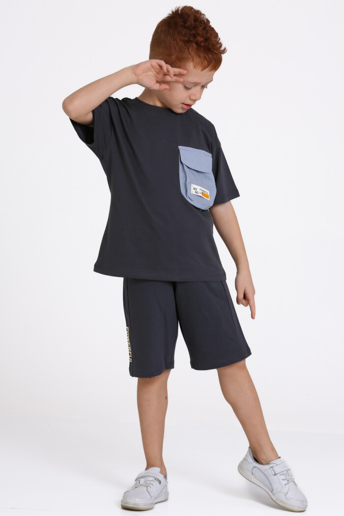 Antrasit Cep Detaylı 5-9 Yaş Takım - 2496-1