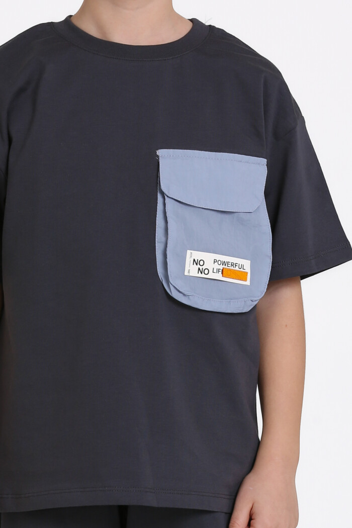 Antrasit Cep Detaylı 5-9 Yaş Takım - 2496-1