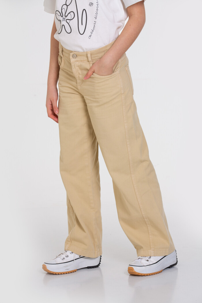 Bej Bol Paça Gabardin 4-12 Yaş Pantolon - 23344-1