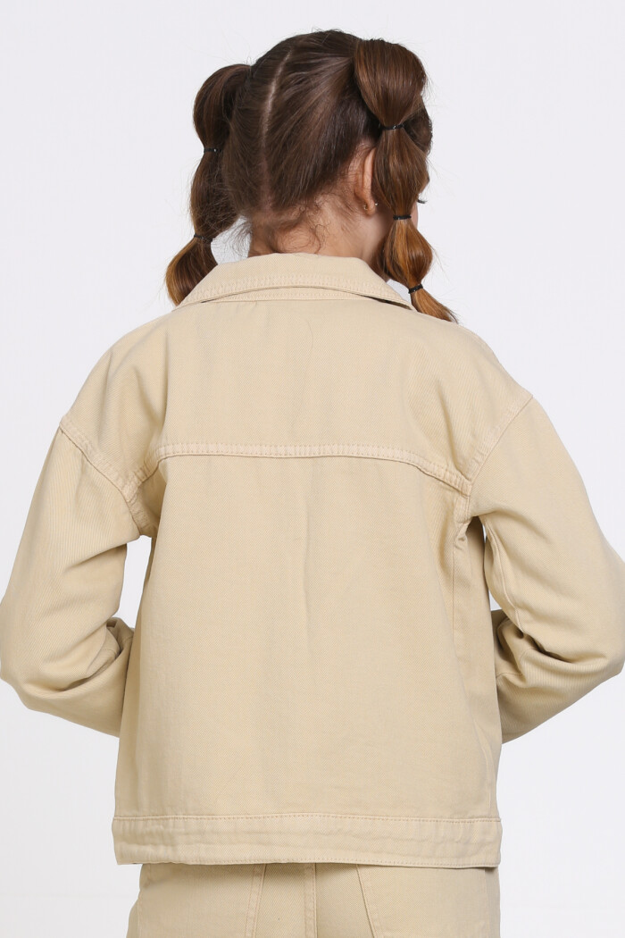 Bej Gabardin Çift Cep 4-12 Yaş Ceket - 23348-4