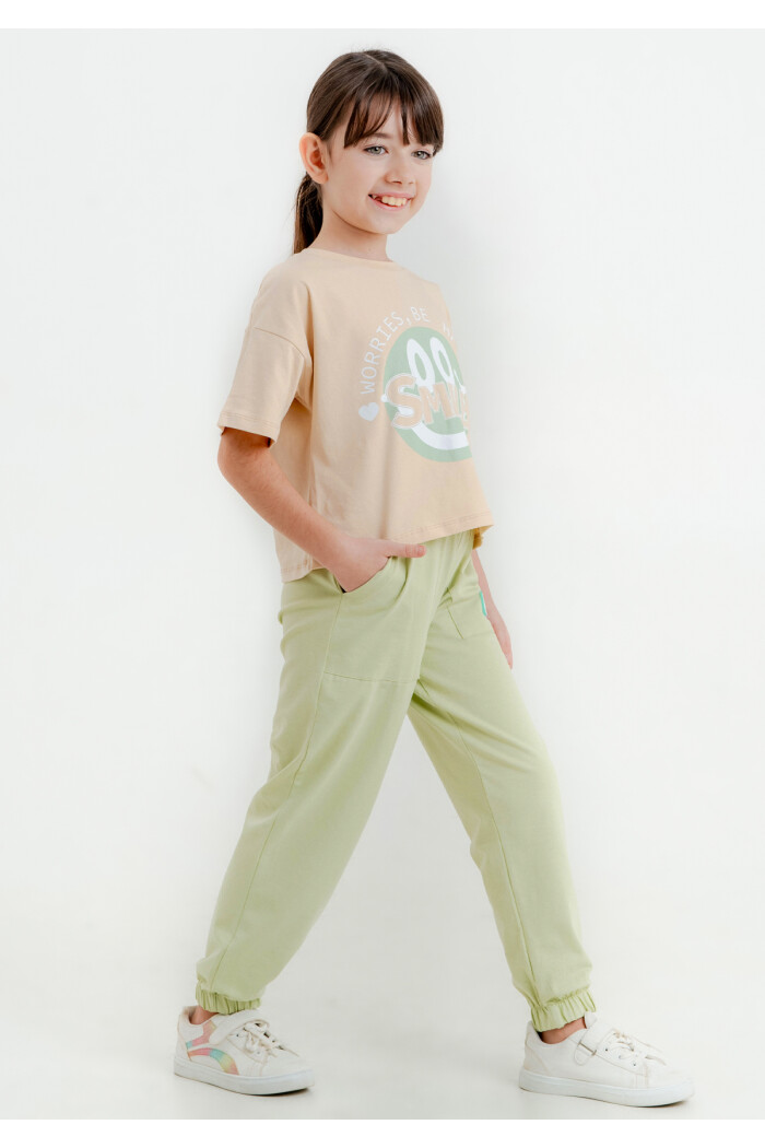 Bej Smile Baskılı 5-9 Yaş Takım - 2413-2